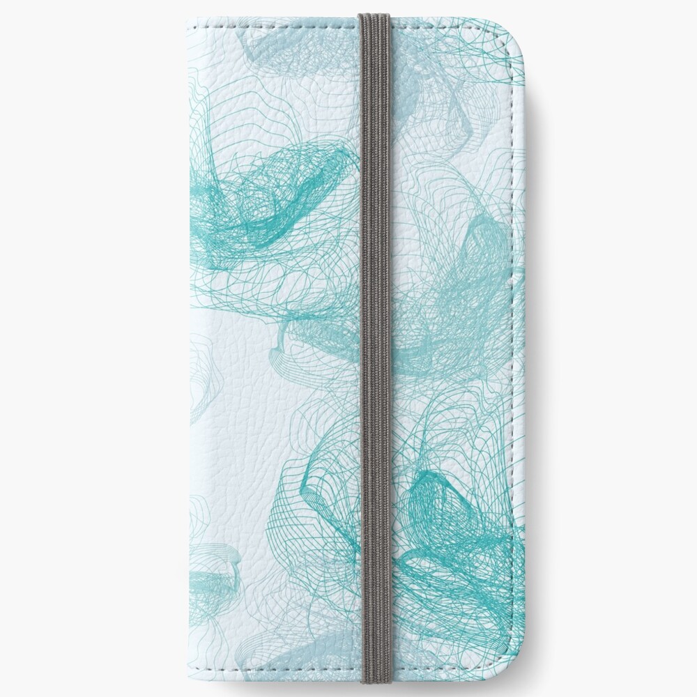 Feathery rose lotus pattern turquoise, teal and aqua iPhone Wallet