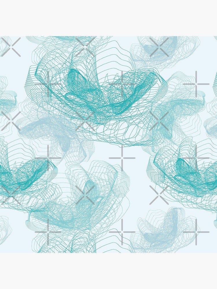 Feathery rose lotus pattern turquoise, teal and aqua by nobelbunt