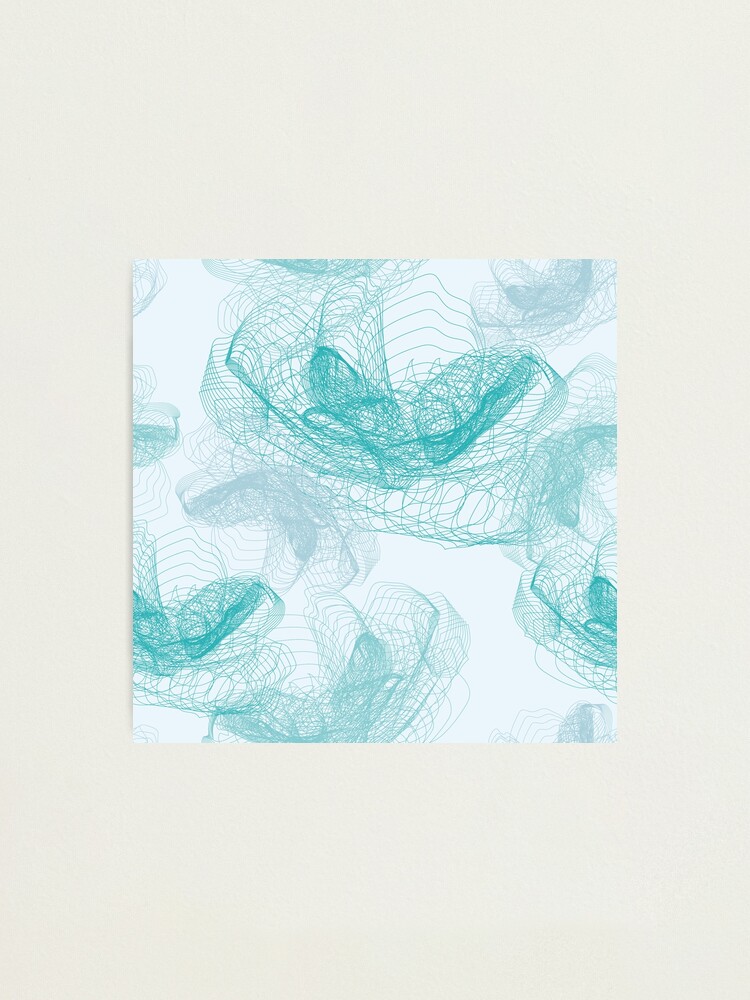 Alternate view of Feathery rose lotus pattern turquoise, teal and aqua Photographic Print