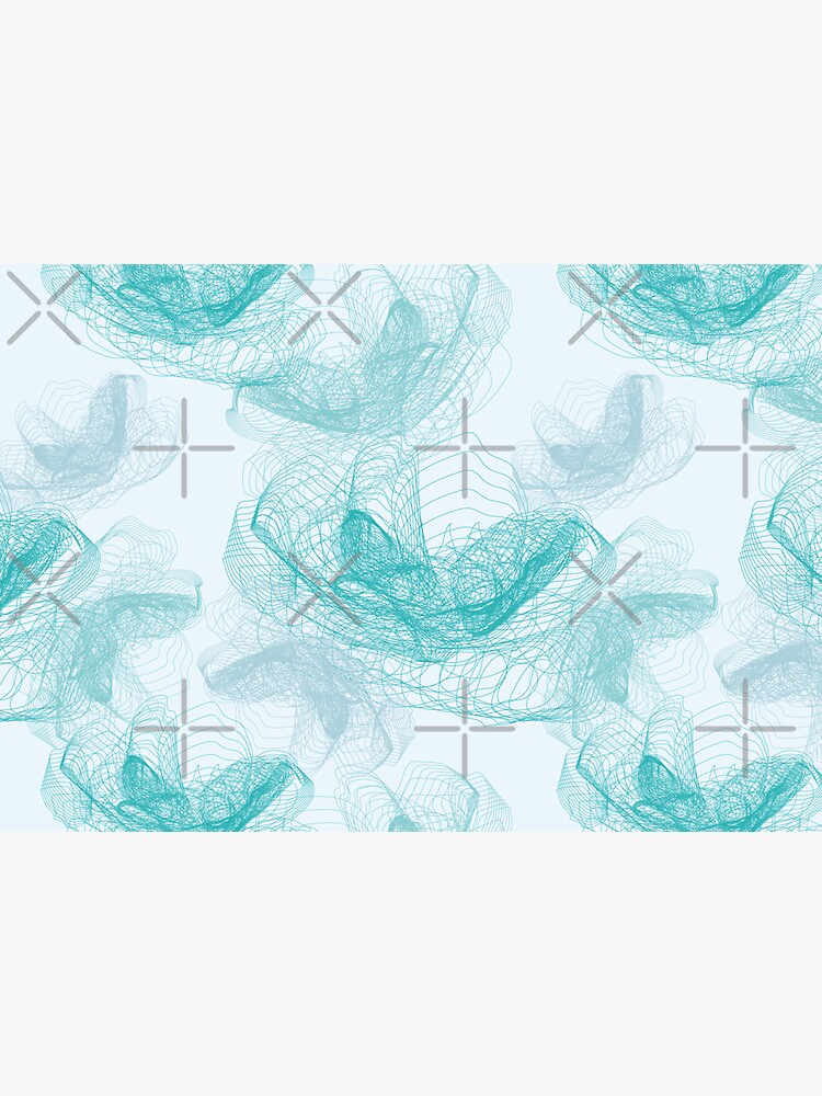 Feathery rose lotus pattern turquoise, teal and aqua by nobelbunt