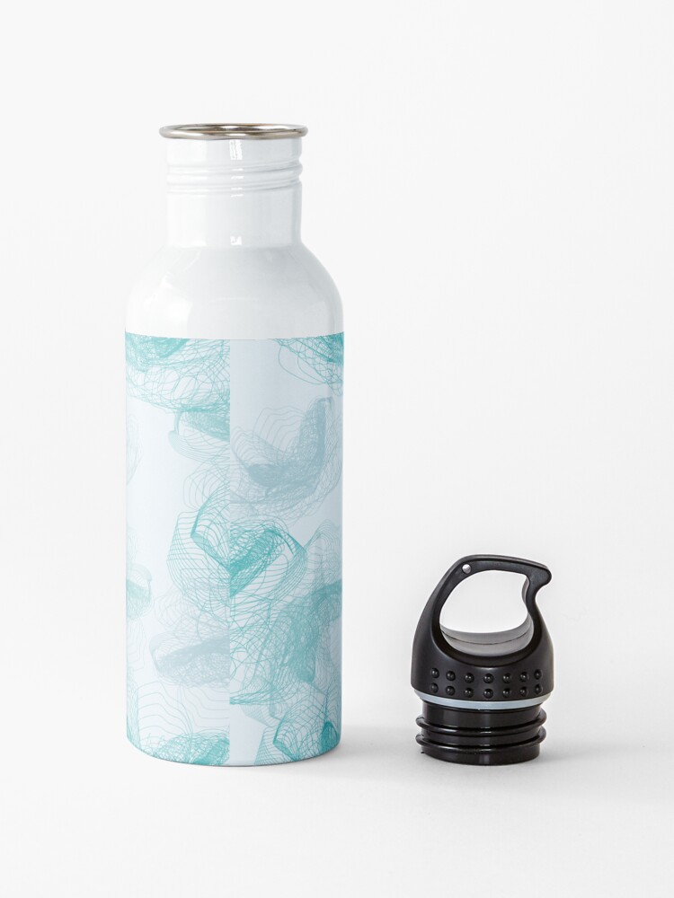 Alternate view of Feathery rose lotus pattern turquoise, teal and aqua Water Bottle