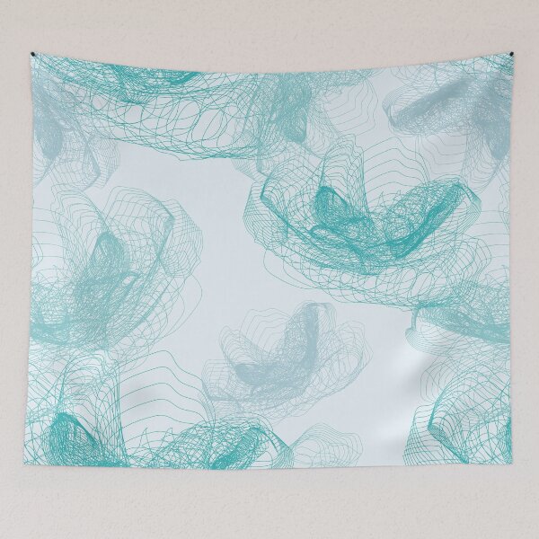 Item preview, Feathery rose lotus pattern turquoise, teal and aqua designed and sold by Marlene Wagenhofer.