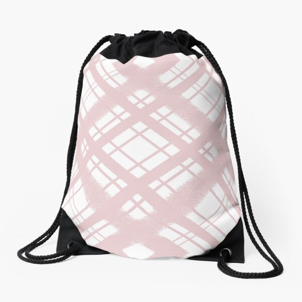 Pastel Pink Plaid Chalk Graphic Design Pattern Drawstring Bag