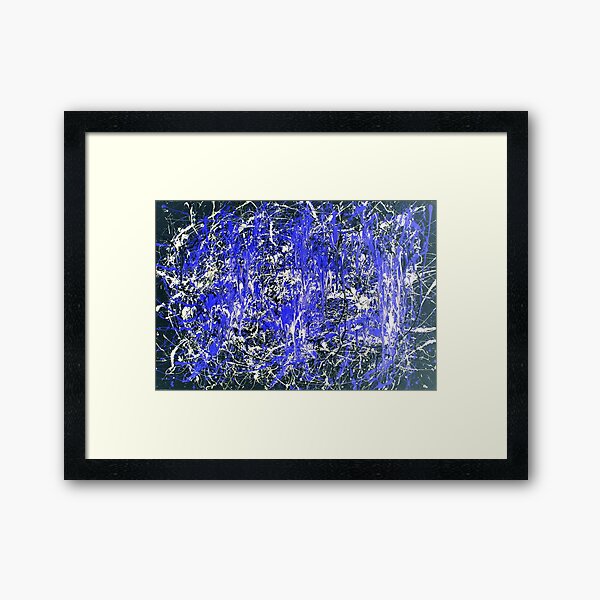 Abstract Jackson Pollock Painting Original Art Titled: Blue Dance Framed Art Print