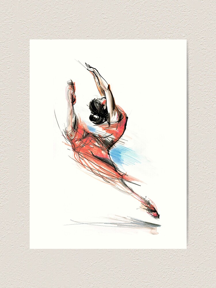 Alternate view of Expressive Dancer Ballet Dance Drawing Art Print