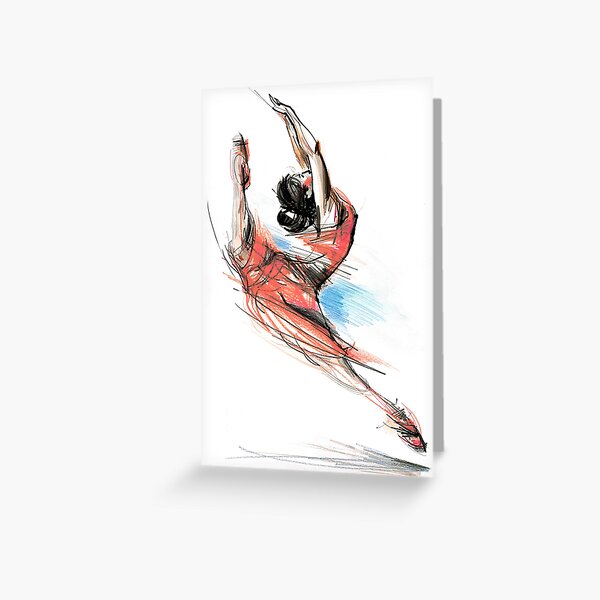 Expressive Dancer Ballet Dance Drawing Greeting Card