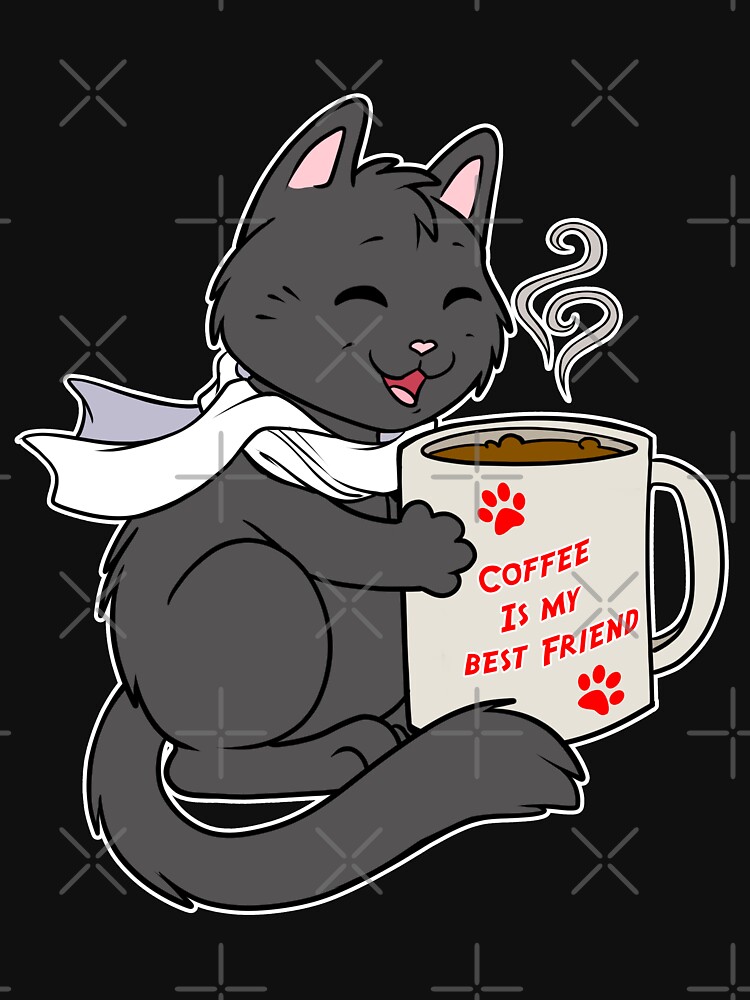  BFF Coffee is my Best Friend Black Cat  by cybercat