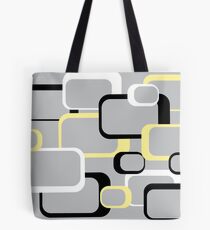 Yellow Retro Squares on a Gray Background Tote Bag