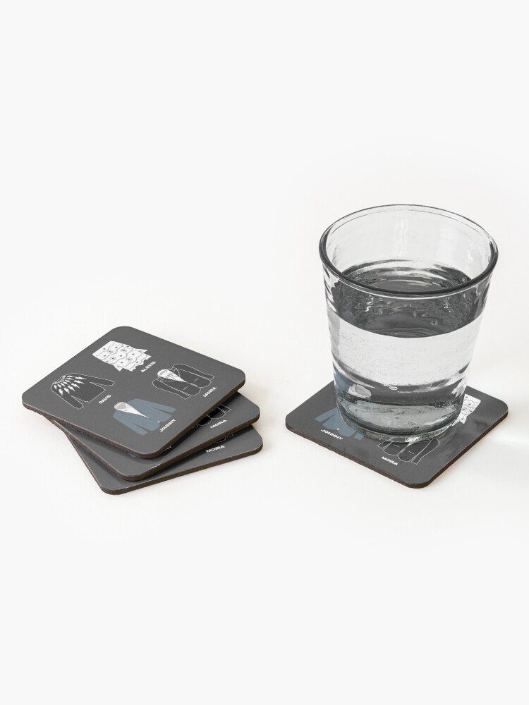 Alternate view of Schitt's Creek Iconic Costumes for David Rose, Johnny Rose, Moira Rose and Alexis Rose. Coasters (Set of 4)