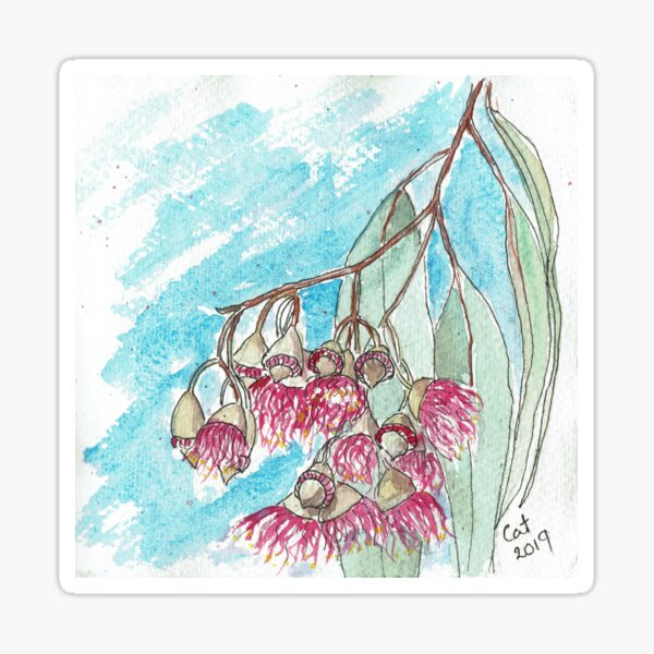 Bright Pink Gum Flowers Sticker