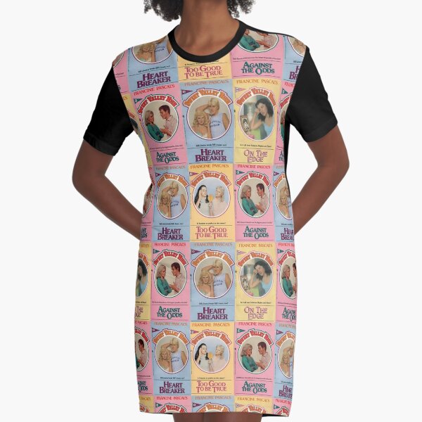Vintage Sweet Valley High Book Series Covers Pattern Graphic T-Shirt Dress