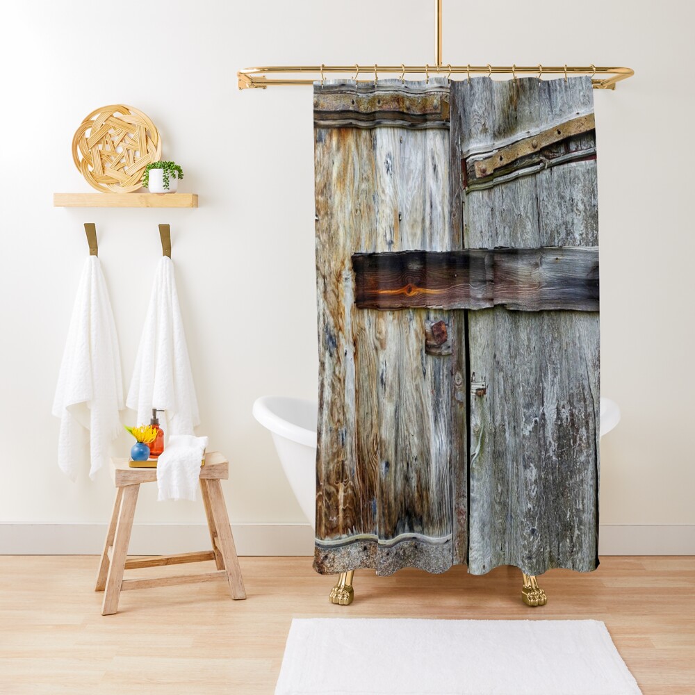 Grey Farmhouse Style Barn Wood Shower Curtain Western Country Theme Rustic Prim 