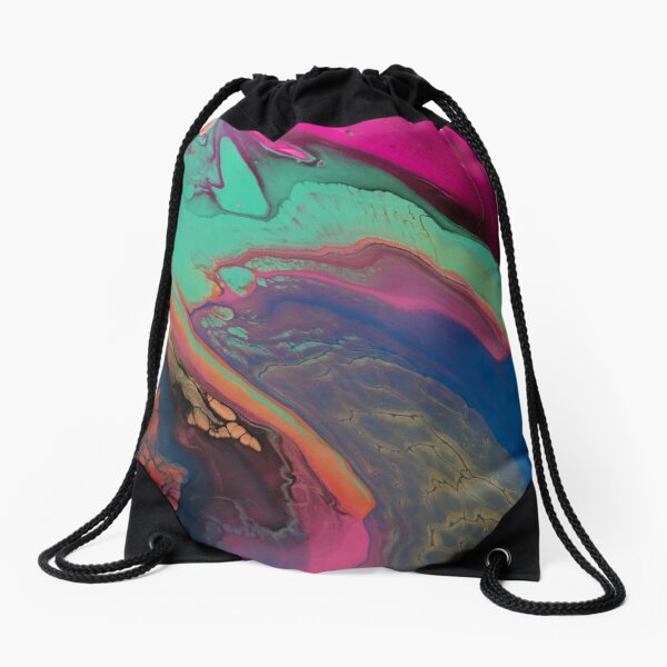 Swirling colors Drawstring Bag