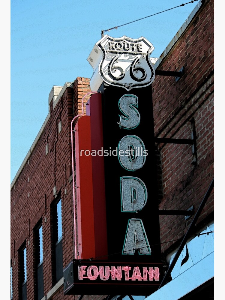 Thumbnail 3 of 3, Poster, Route 66 Soda Fountain Neon Sign designed and sold by roadsidestills.