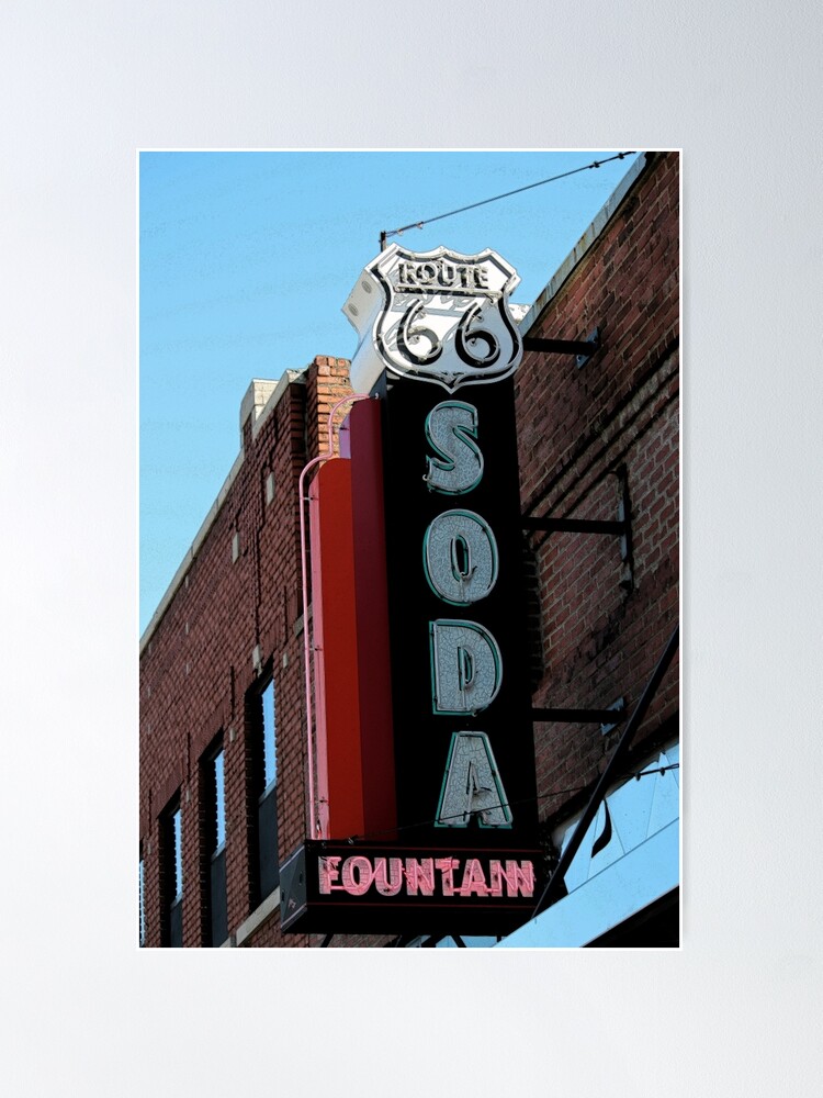 Thumbnail 1 of 3, Poster, Route 66 Soda Fountain Neon Sign designed and sold by roadsidestills.