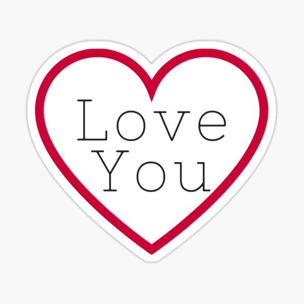 Love You in Red Heart Sticker