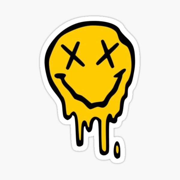 Multicolor 18x18 Paint Drip Smiley Face Drippy Smile Face Designs Melted Acid Smiley Face Psychedelic Drippy Throw Pillow