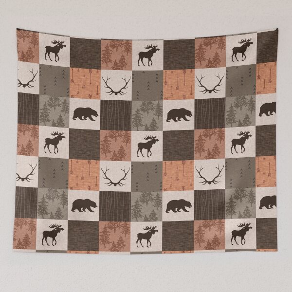 Item preview, woodland patchwork - rust/brown designed and sold by SugarPineDesign.