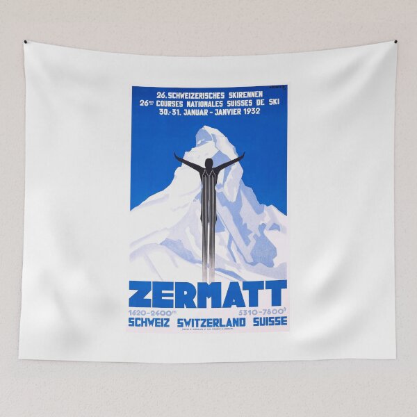 Item preview, 1931 Zermatt Switzerland Ski Travel Poster designed and sold by retrographics.
