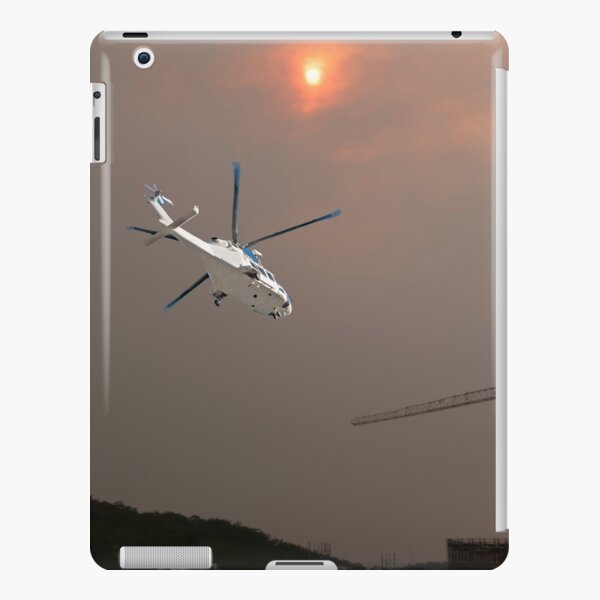 Bushfire sunset sky with an airborne helicopter in the foreground. iPad Snap Case
