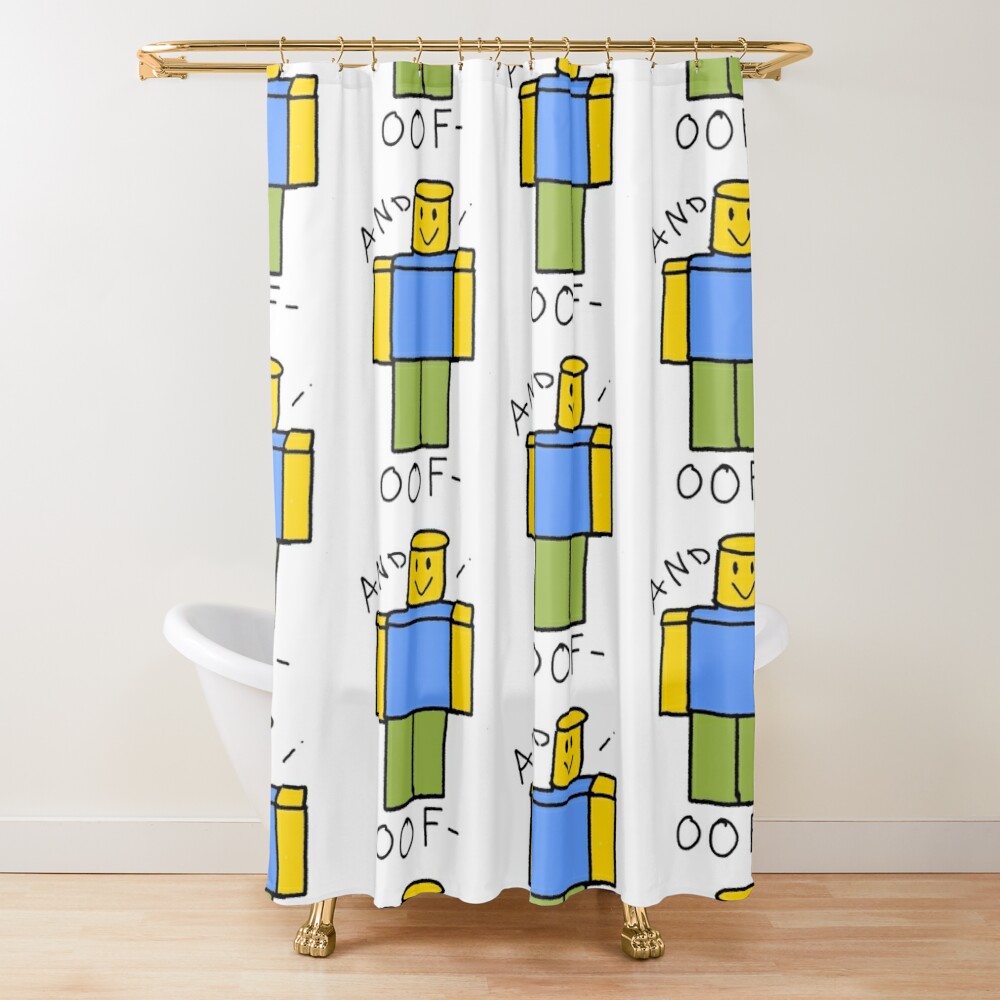 Roblox And I Oof Tshirt Shower Curtain By Korbyshrok Redbubble - open close door one button roblox