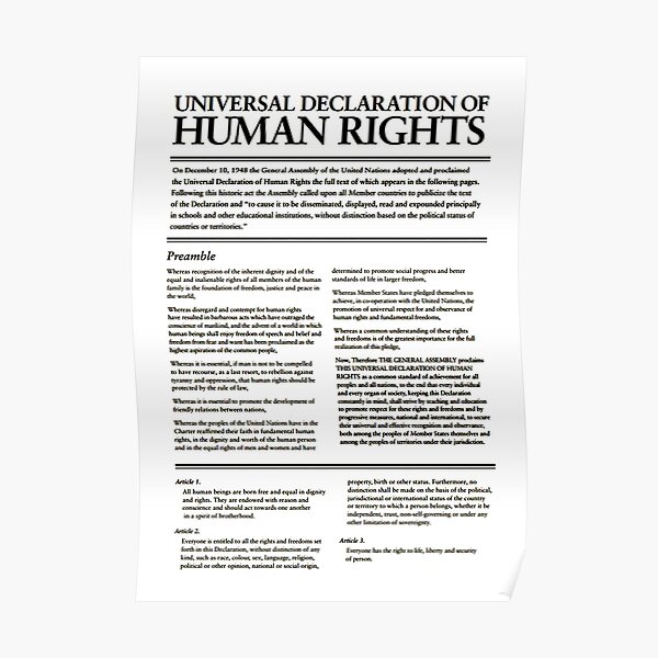 Universal Declaration Of Human Rights Posters Redbubble