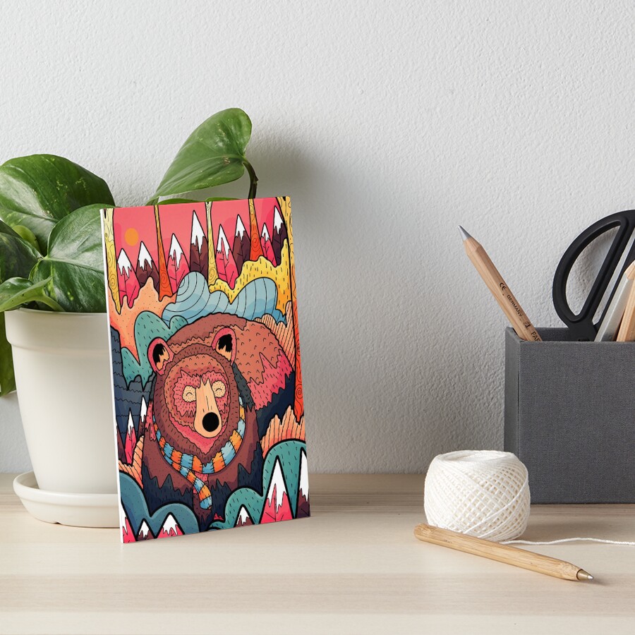 Winter bear forest Art Board Print