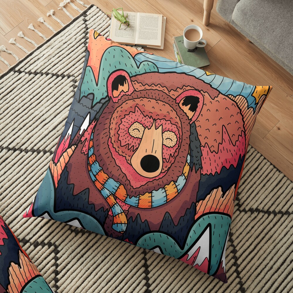 Winter bear forest Floor Pillow