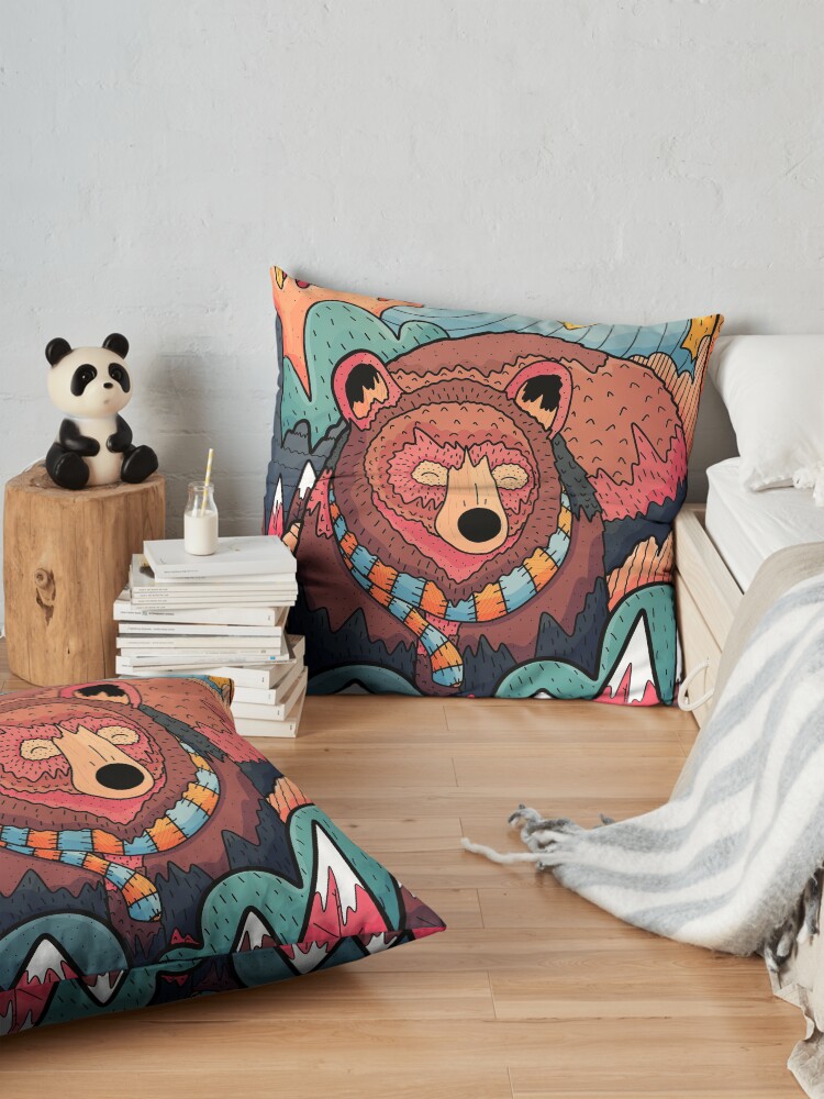 Alternate view of Winter bear forest Floor Pillow
