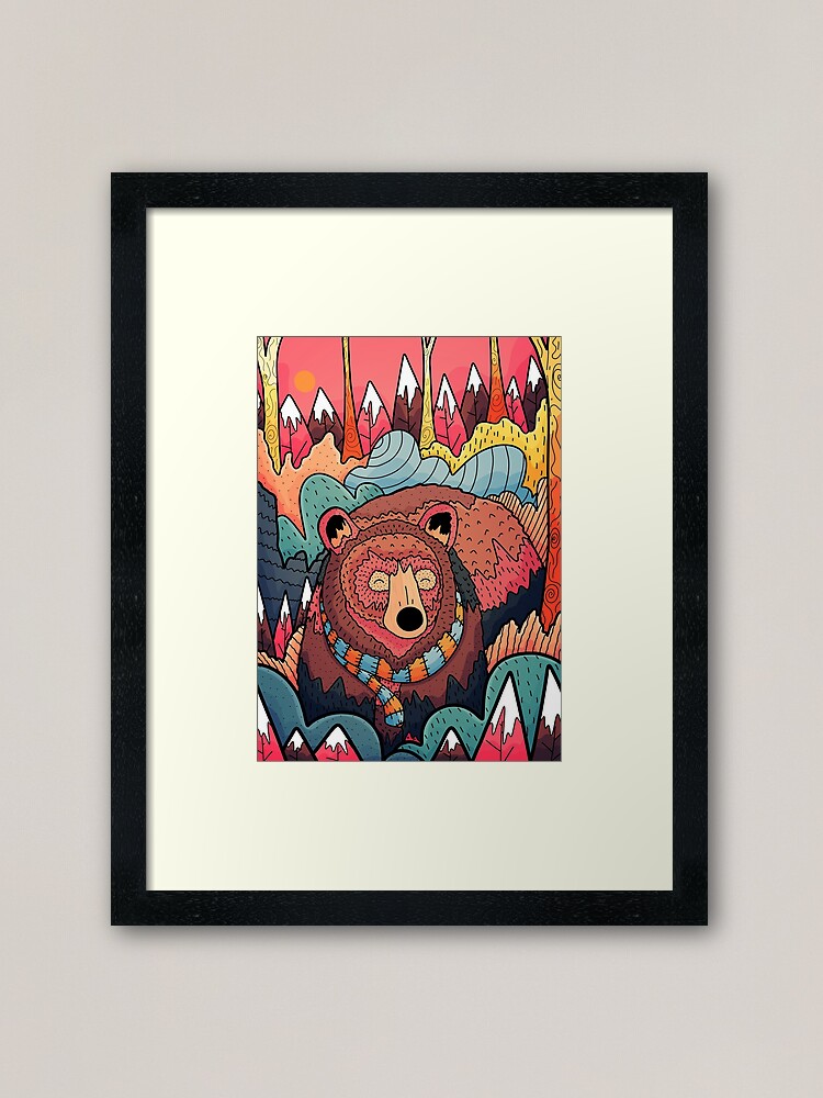 Alternate view of Winter bear forest Framed Art Print