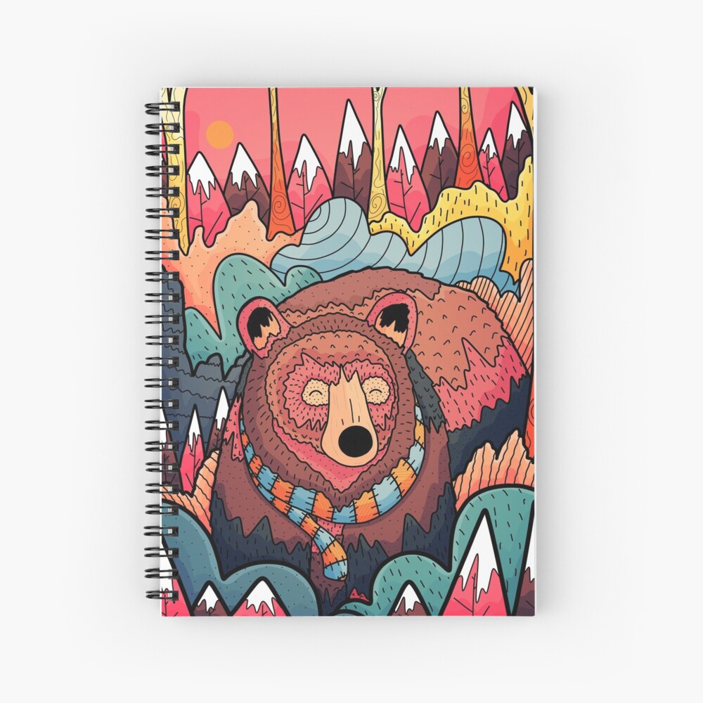 Winter bear forest Spiral Notebook