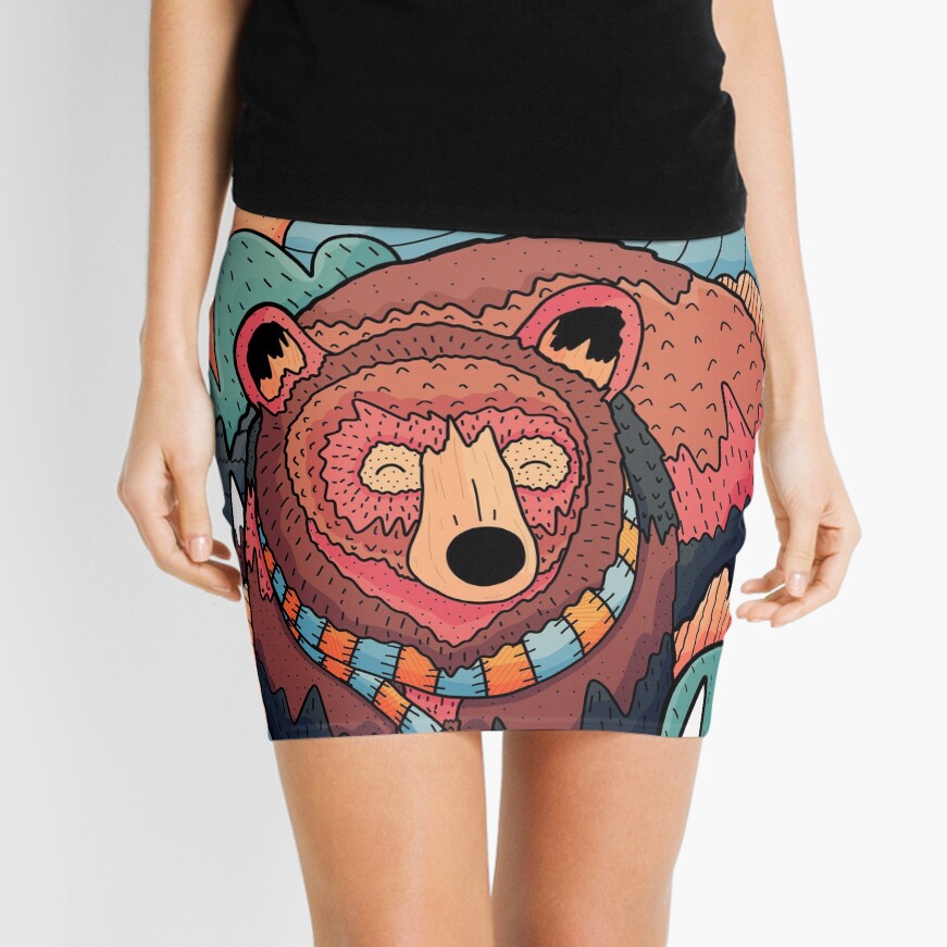 Winter bear forest Mini Skirt
