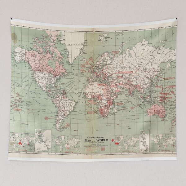 Item preview, Antique Grey Red World Map. Vintage Historical World Map. World Map Poster. designed and sold by easteuromaps.
