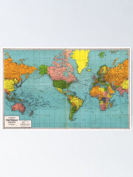 額装品/Old World Map Blue/ポスター Old World Map Blue – Decorus Art