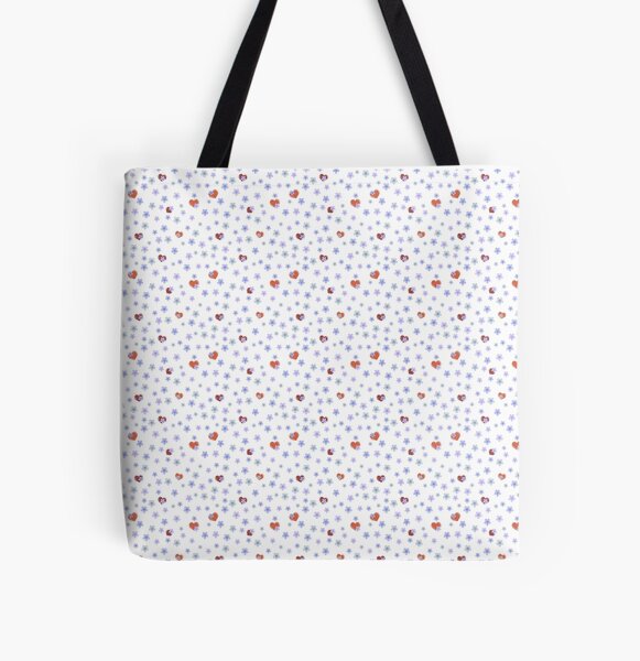 hearts and forget-me-not flowers All Over Print Tote Bag