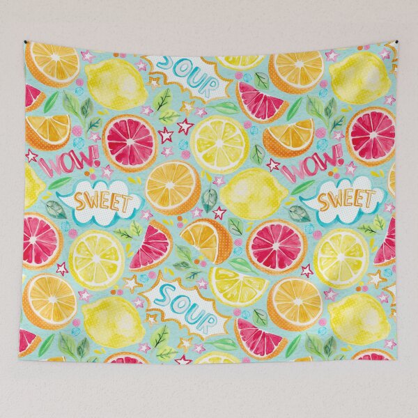 Item preview, Sweet and Sour - Citrus Fruit on Soft Turquoise designed and sold by Tangerine-Tane.