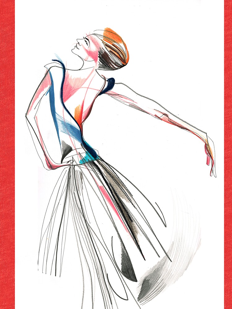 Original Ballet Dance Drawing – Watercolor and Ink on Paper by CatarinaGarcia