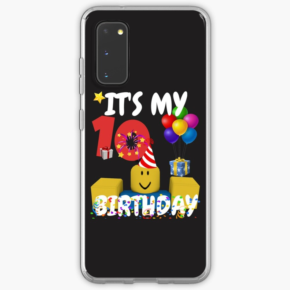 Roblox Noob Birthday Boy It S My 10th Birthday Fun 10 Years Old Gift T Shirt Case Skin For Samsung Galaxy By Smoothnoob Redbubble - roblox noob user free roblox party printables