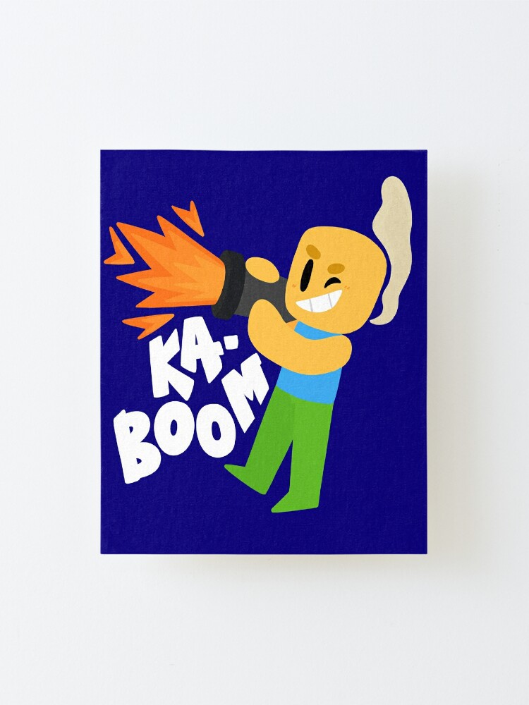 Kaboom Roblox Inspired Animated Blocky Character Noob T Shirt Mounted Print By Smoothnoob Redbubble - thick noob roblox