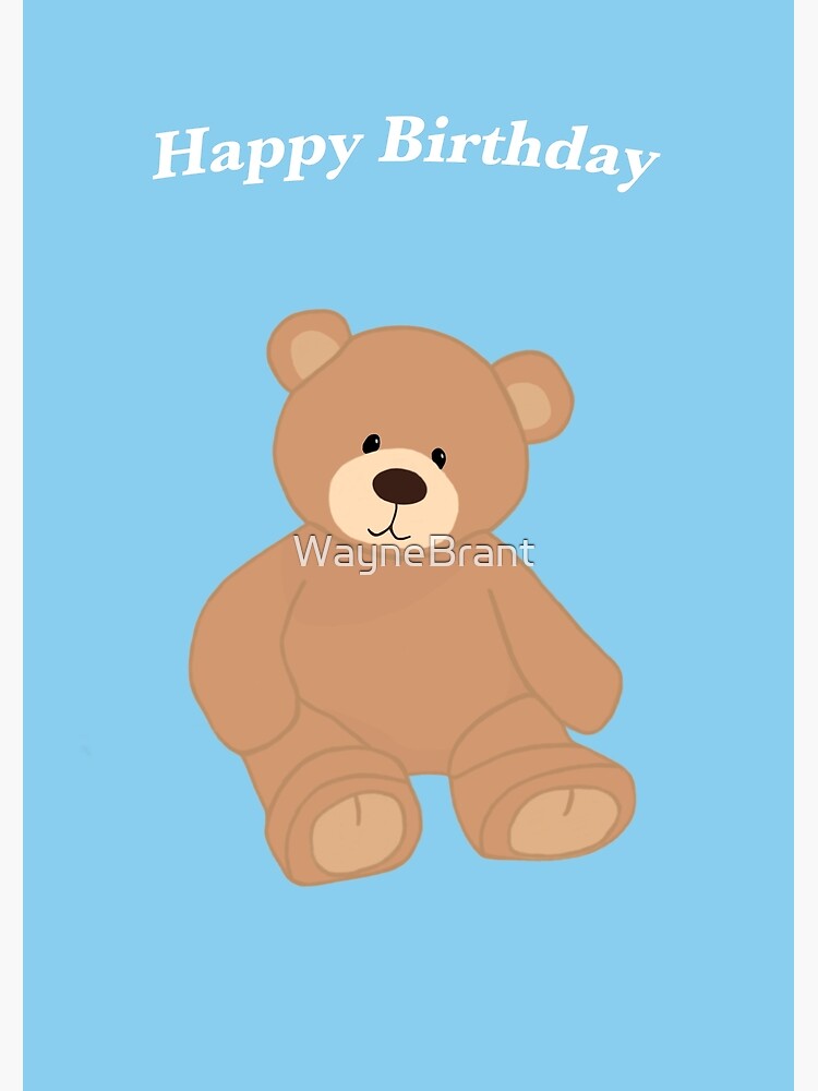 Poster Carte de voeux Bébé fille avec ours en peluche 