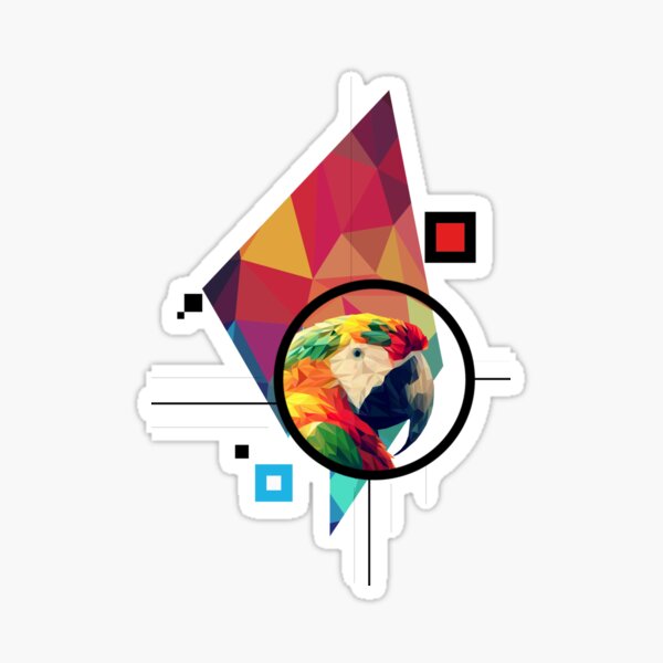 macaw low poly design full-color Sticker