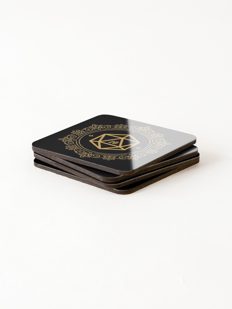 Alternate view of Polyhedral D20 Dice Monogram Bronze Tabletop RPG Coasters (Set of 4)