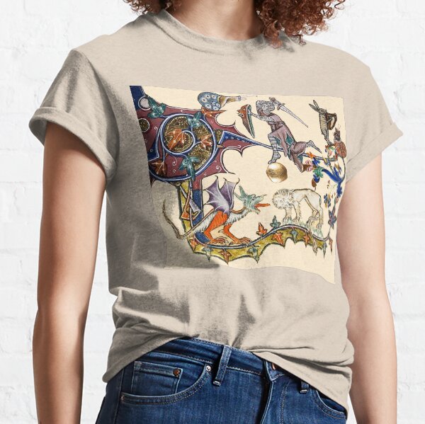 MEDIEVAL KNIGHT FIGHTING SNAIL,DRAGON AND LION Classic T-Shirt