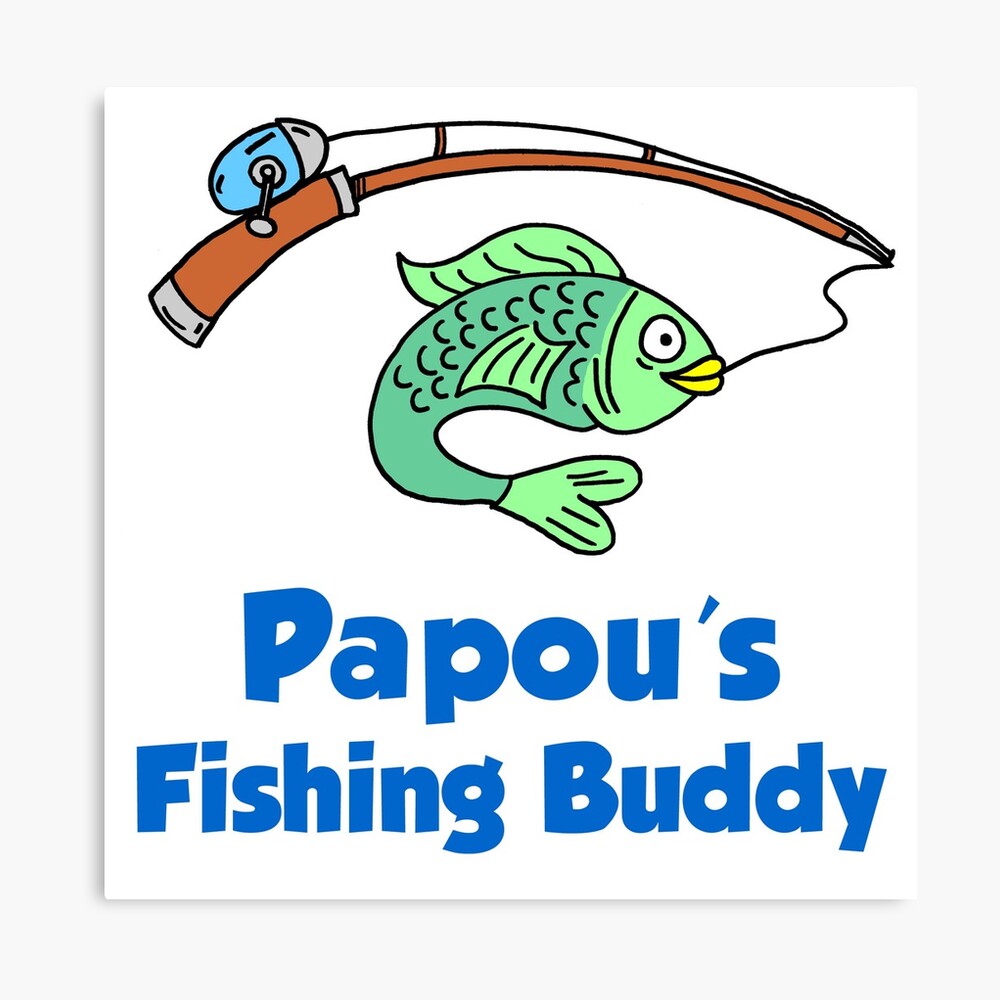 Papou's Fishing Buddy Cartoon Fish Greek Child Sticker for Sale