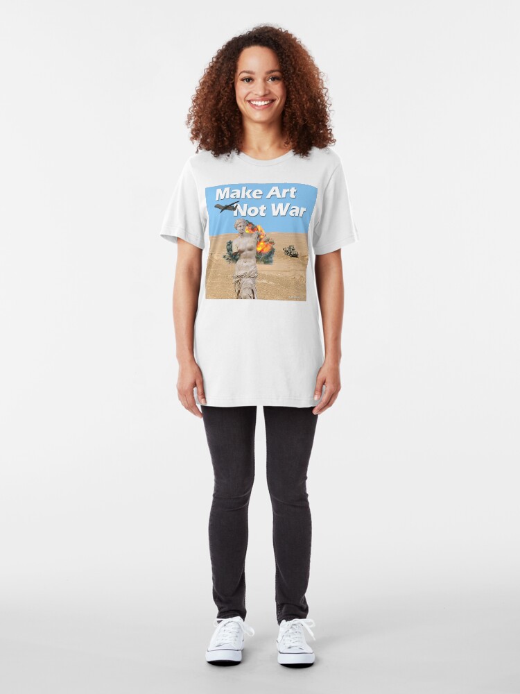 Alternate view of Make Art, Not War Slim Fit T-Shirt