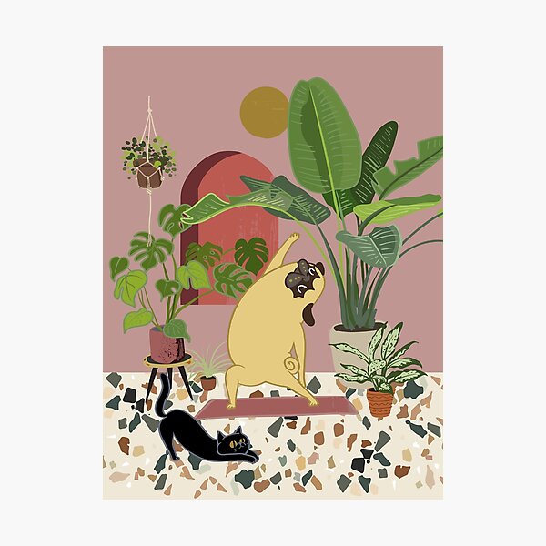 Item preview, Pug Yoga with Plants designed and sold by Huebucket.