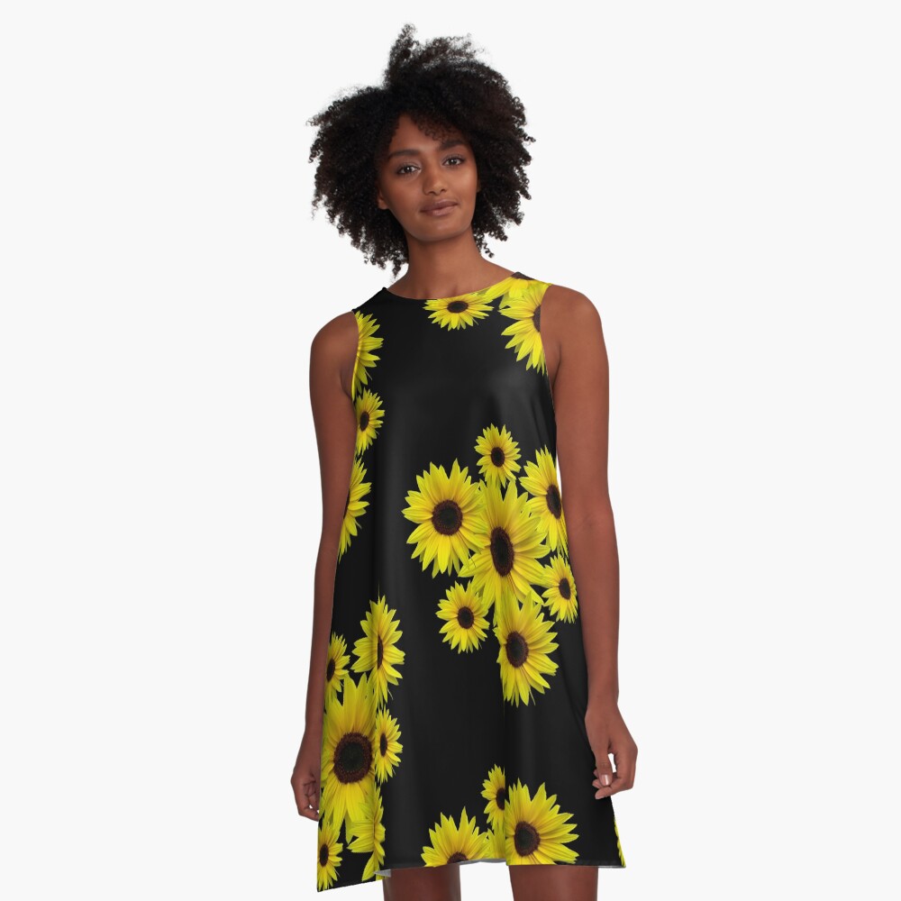 Sonnenblumenstrauß, Sonnenblumen, Blumen, Blüten A-Linien Kleid
