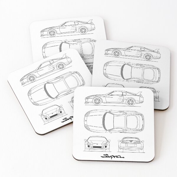 Le plan Supra en noir Dessous de verre (lot de 4)
