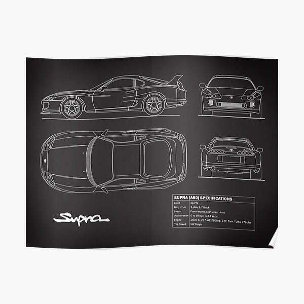 Der Supra Blueprint in Schwarz Poster