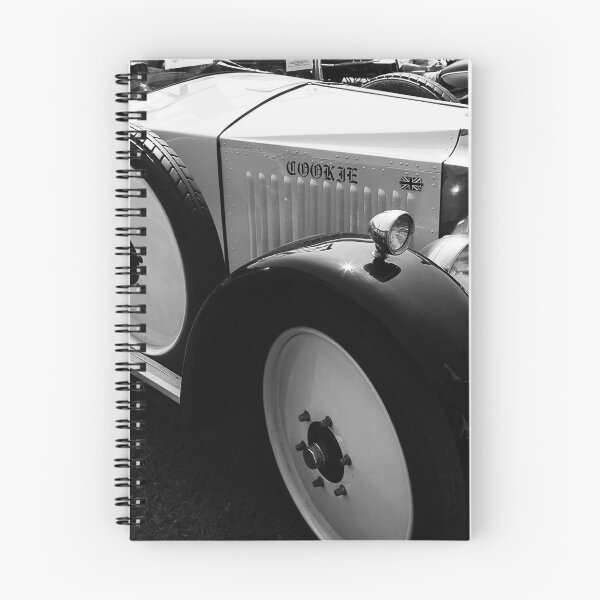Item preview, A black and white image of the front of a 1924 Vauxhall 14/40 M-Type Melton Tourer on display at a car show designed and sold by Graham Cornall.